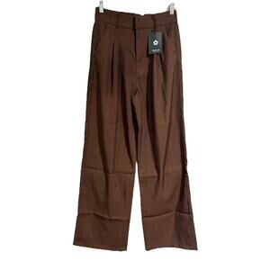Daisy Grace Women Small Brown Copper Sheen Wide Leg High Waist Trousers Retro